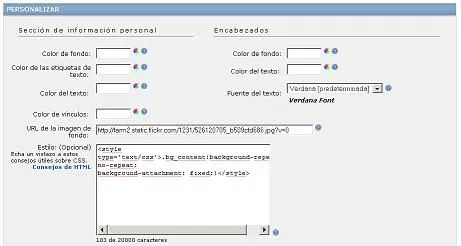 Código para personalizar fondo Hi5